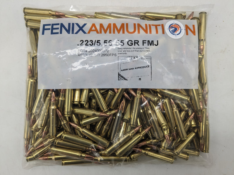 223 / 5.56mm 55 grain Hornady FMJBT AR-15 ammo - Fenix Ammunition